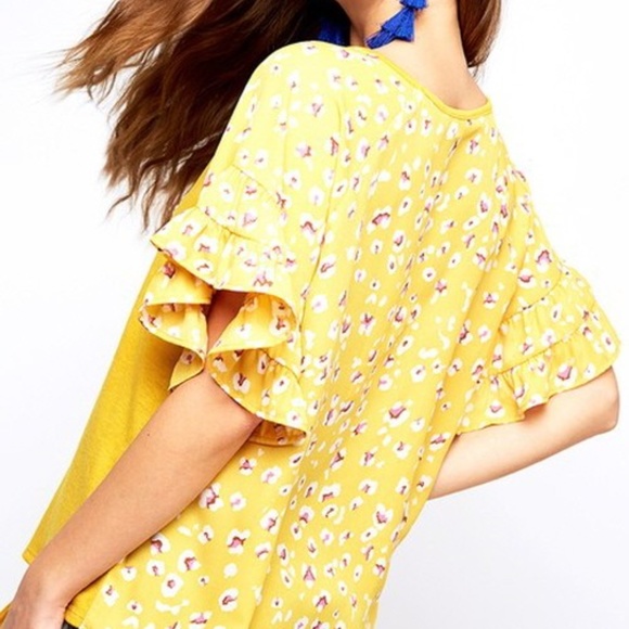 YELLOW AND LEOPARD PRINT TOP ((US MADE)) - Picture 3 of 3